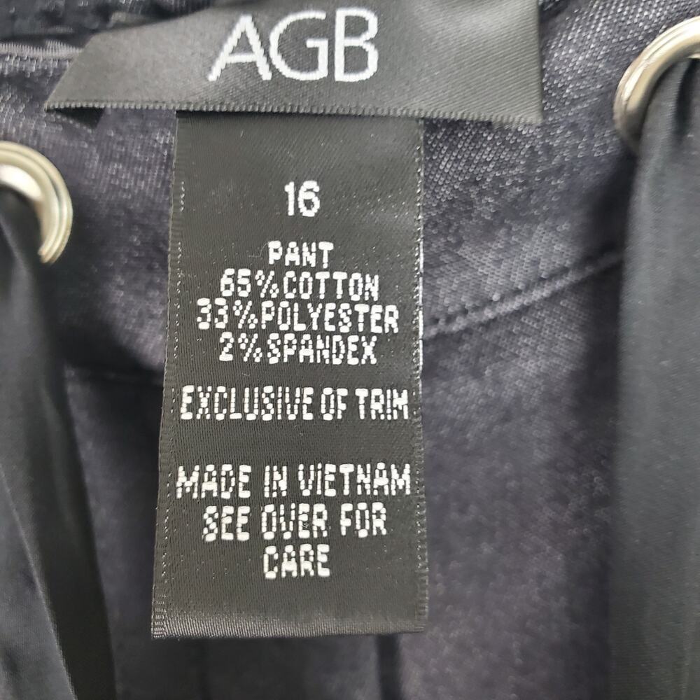 AGB Black Wide Leg Drawstring Trouser Pants | Size 16 - Picture 6 of 9